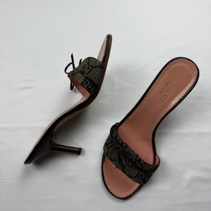 Brown monogram kitten heels mules (37.5)