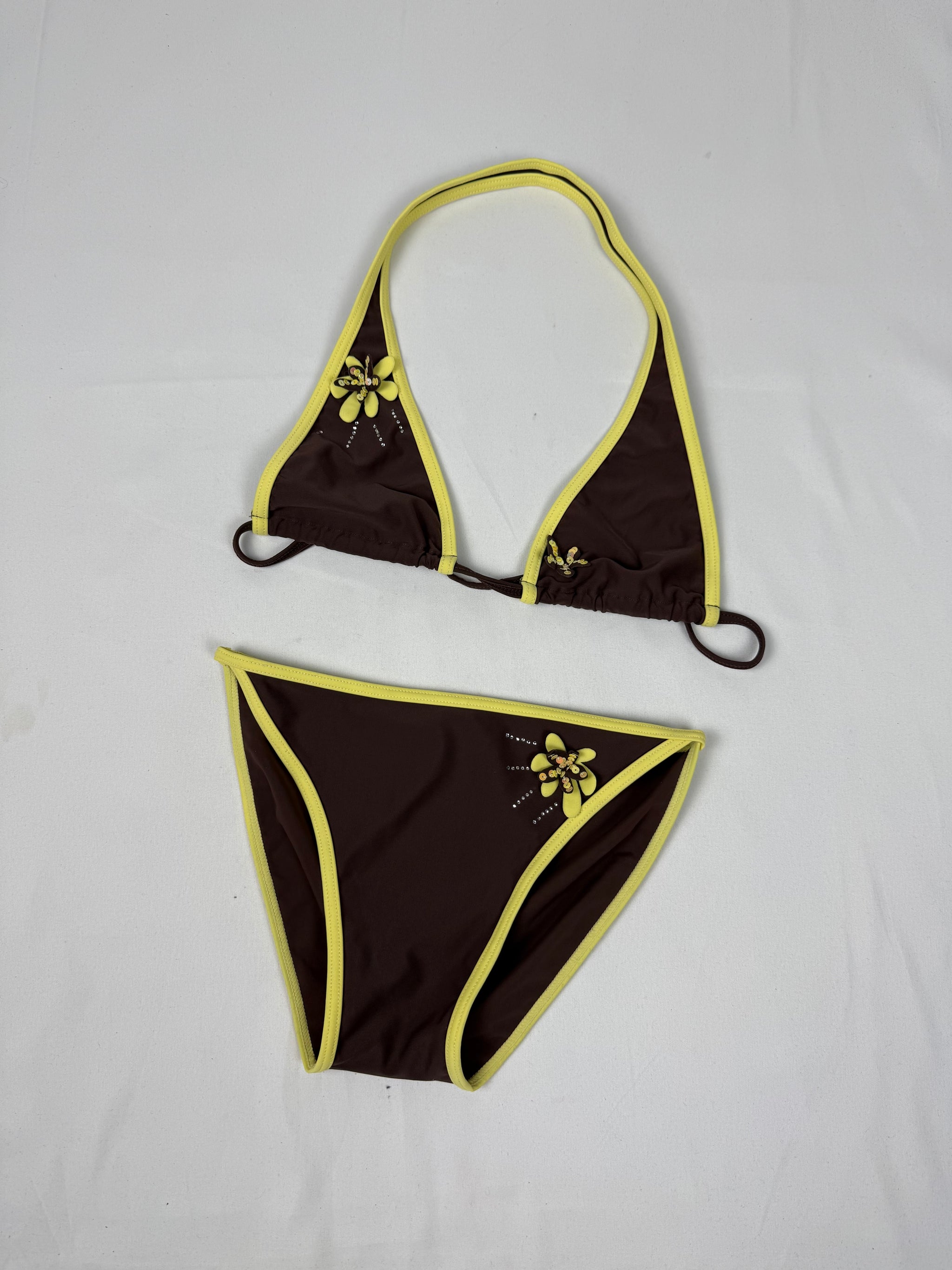 Brown low rise bikini set (XS)