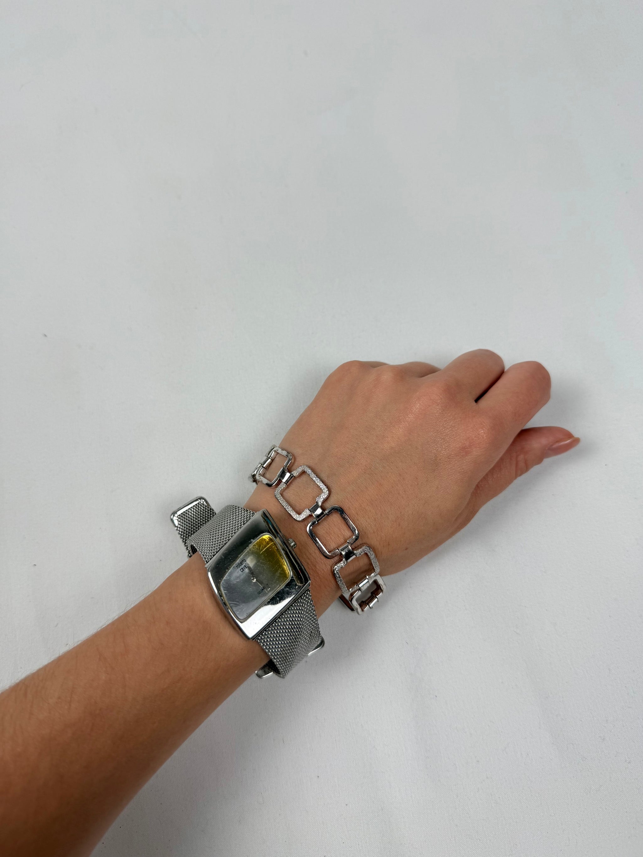 Silver stainless steel jewelry watch