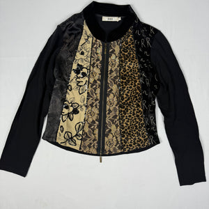 Black & gold velvet zip up jacket (S/M)