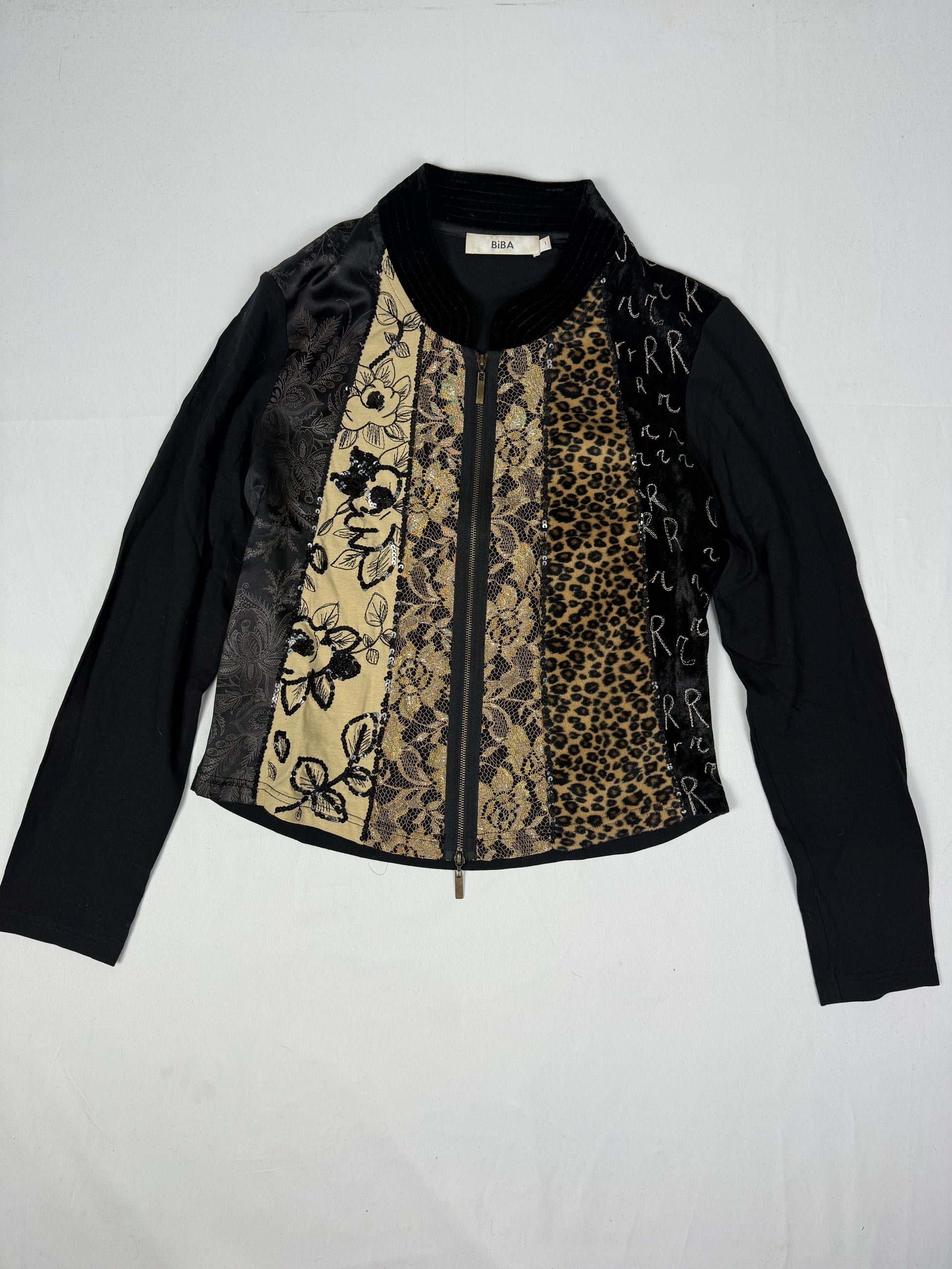 Black & gold velvet zip up jacket (S/M)