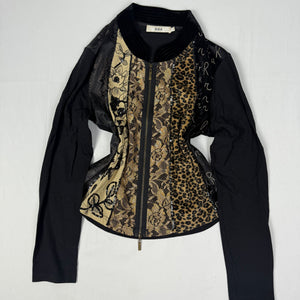 Black & gold velvet zip up jacket (S/M)