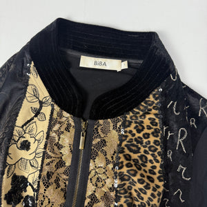 Black & gold velvet zip up jacket (S/M)