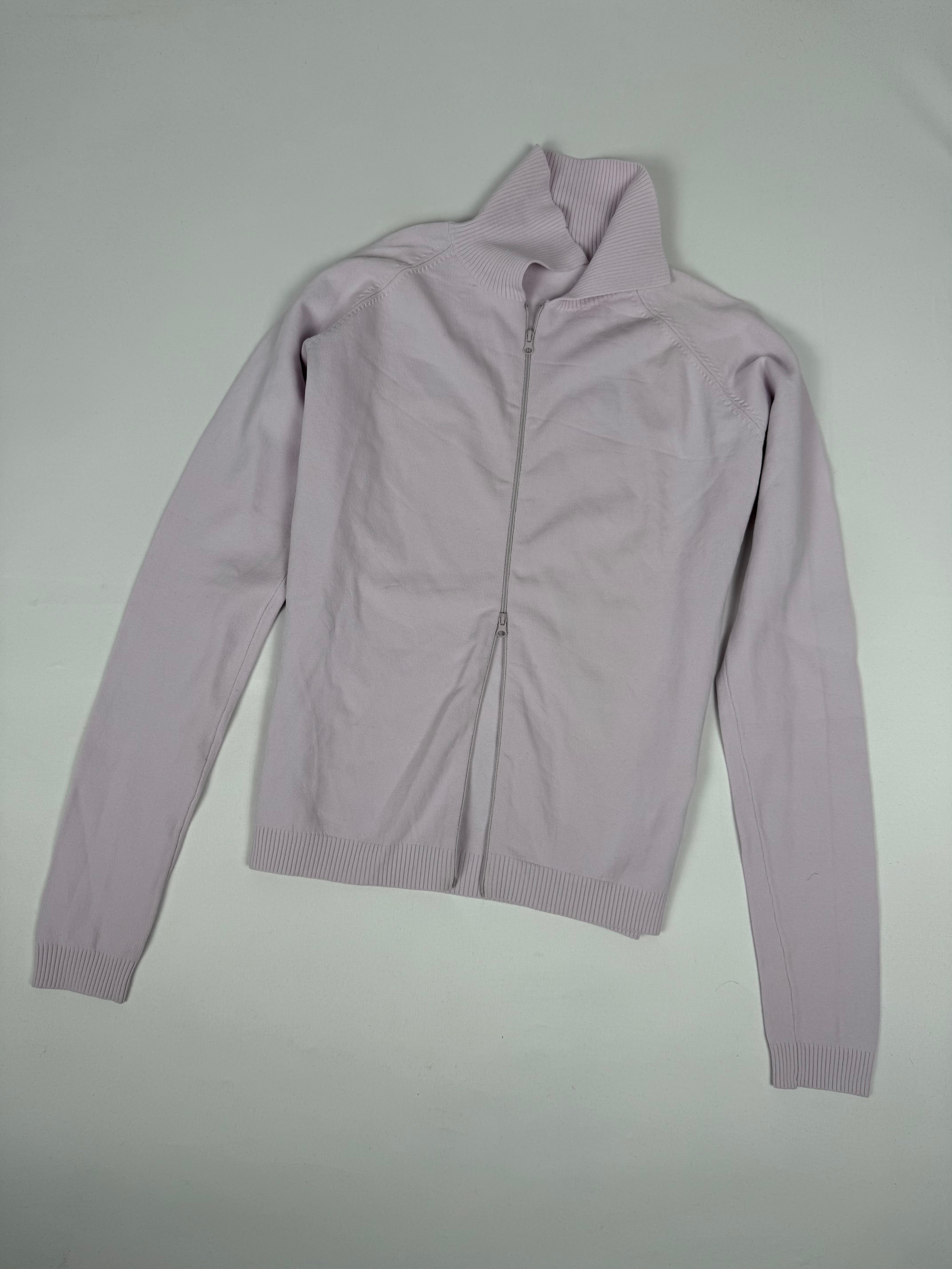 Pink polo neck tight fit zip up jumper (M)