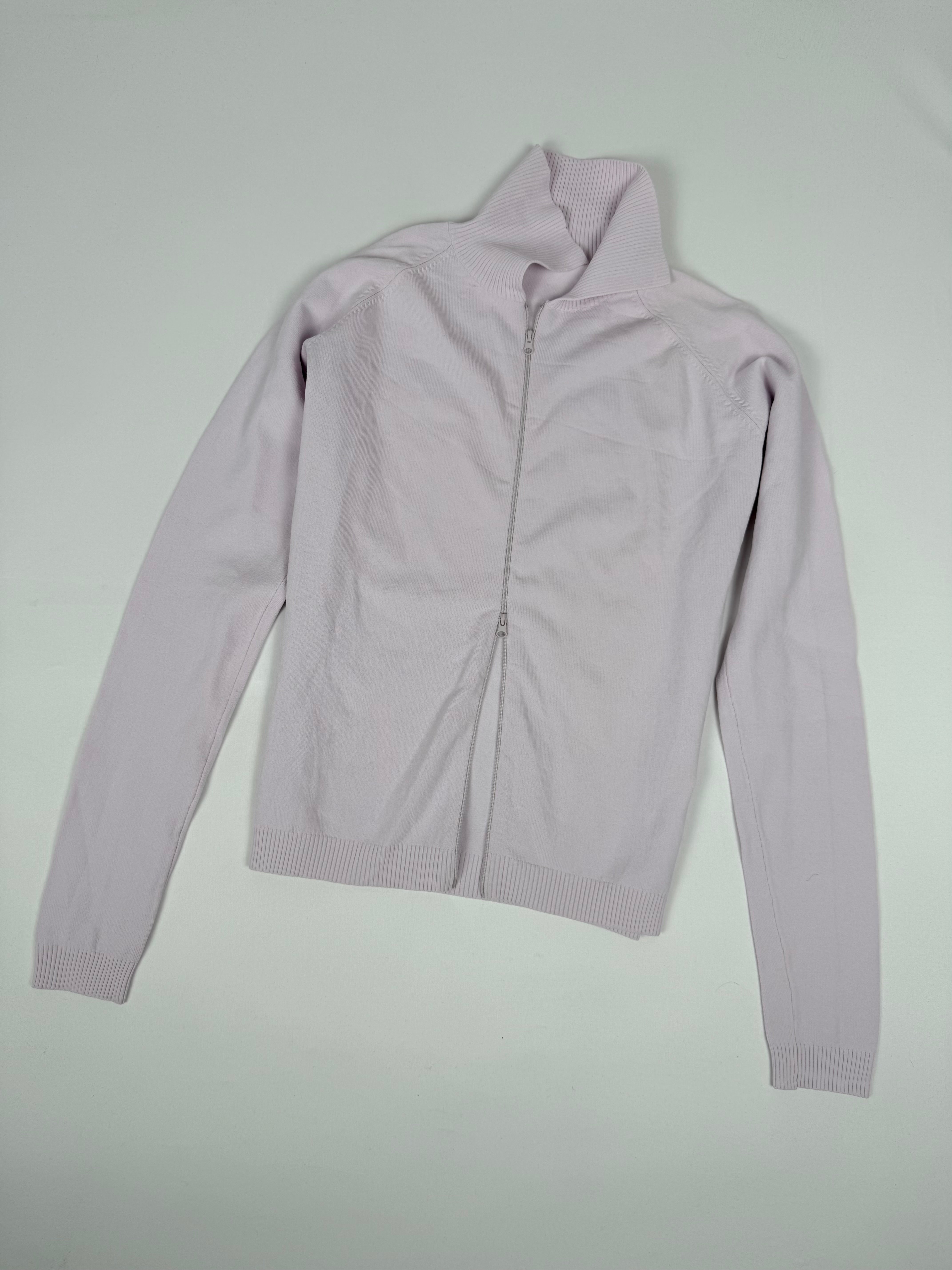 Pink polo neck tight fit zip up jumper (M)