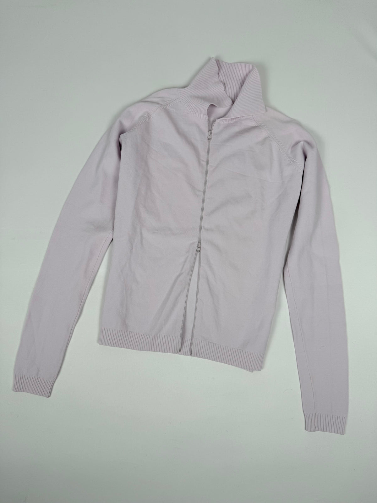 Pink polo neck tight fit zip up jumper (M)