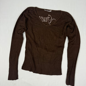 Brown sequins logo jumper (S/M)