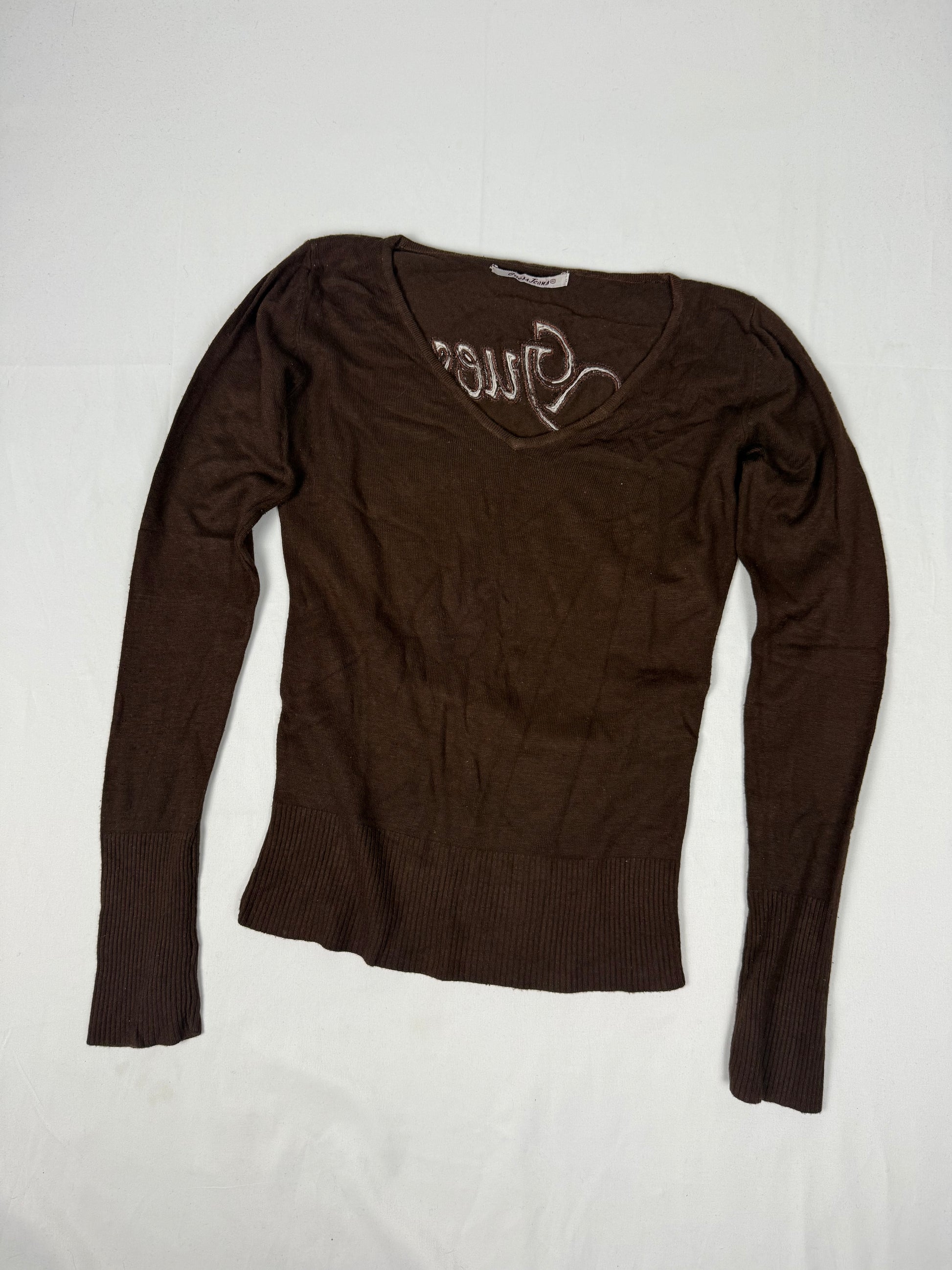 Brown sequins logo jumper (S/M)