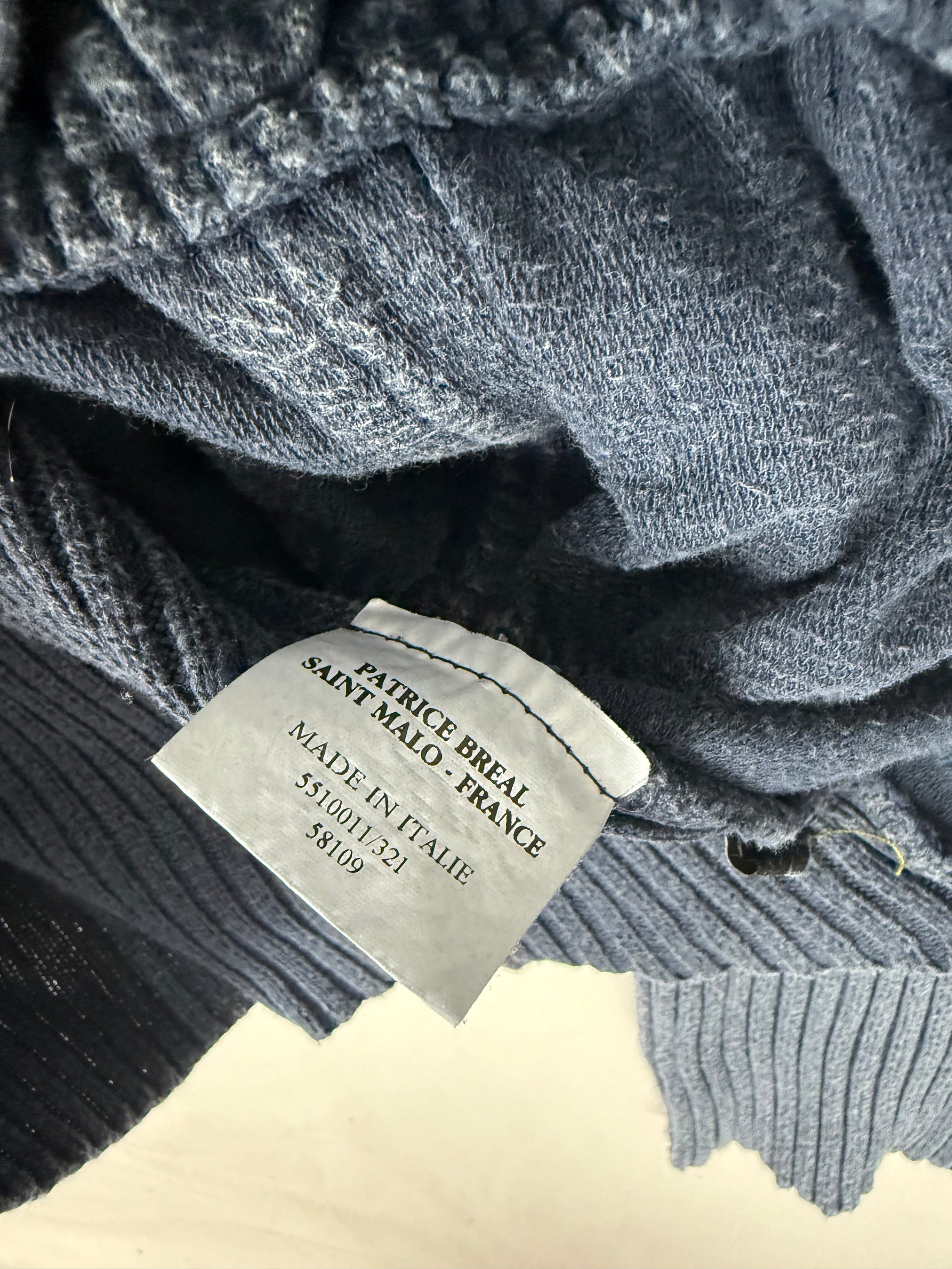 Navy blue ruched cotton blazer jacket (M)