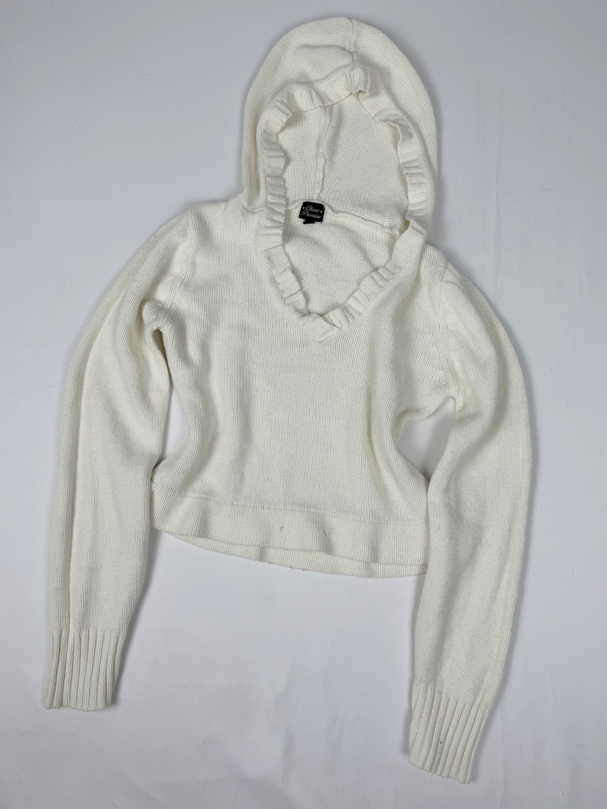 Cream hooded 100% cotton jumper (M)