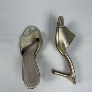 Gold real leather kitten heels mules (36)