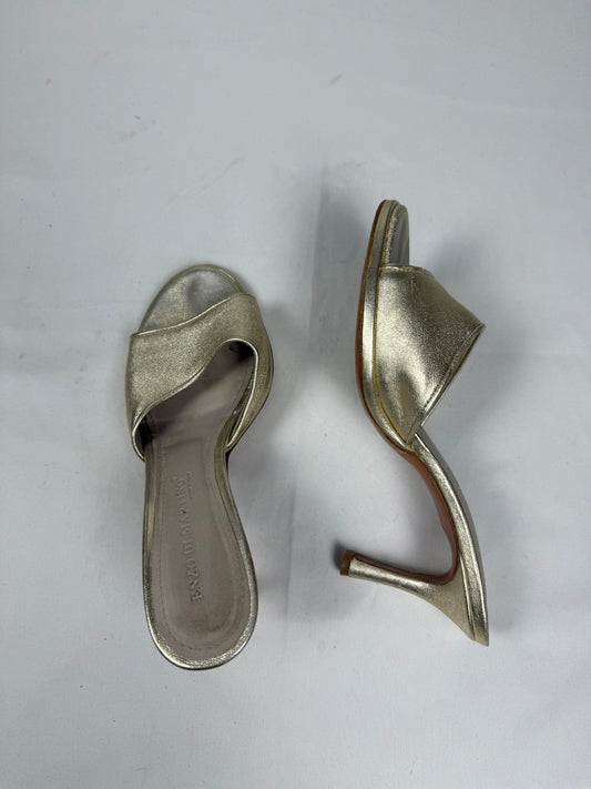 Gold real leather kitten heels mules (36)