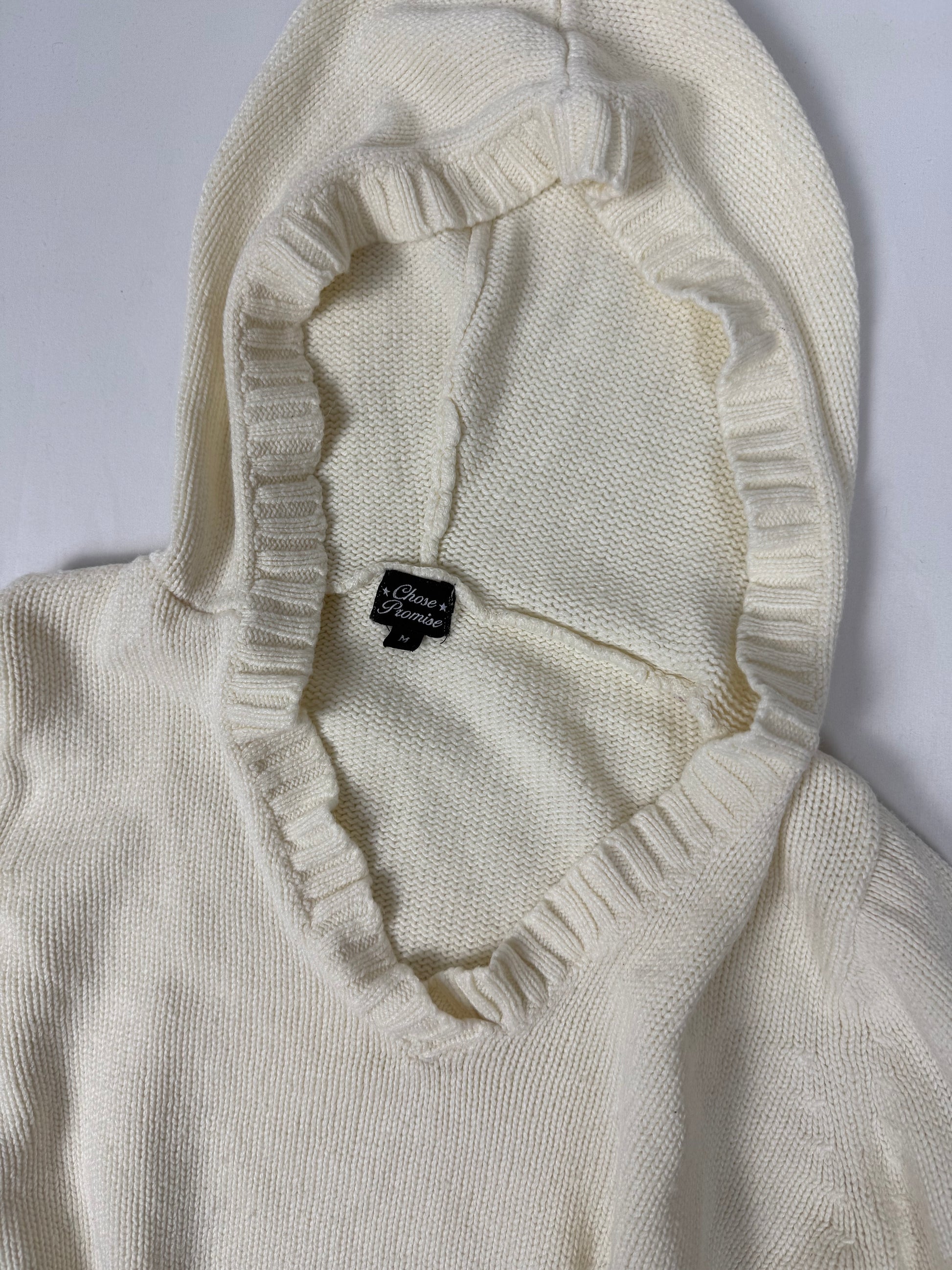 Cream hooded 100% cotton jumper (M)
