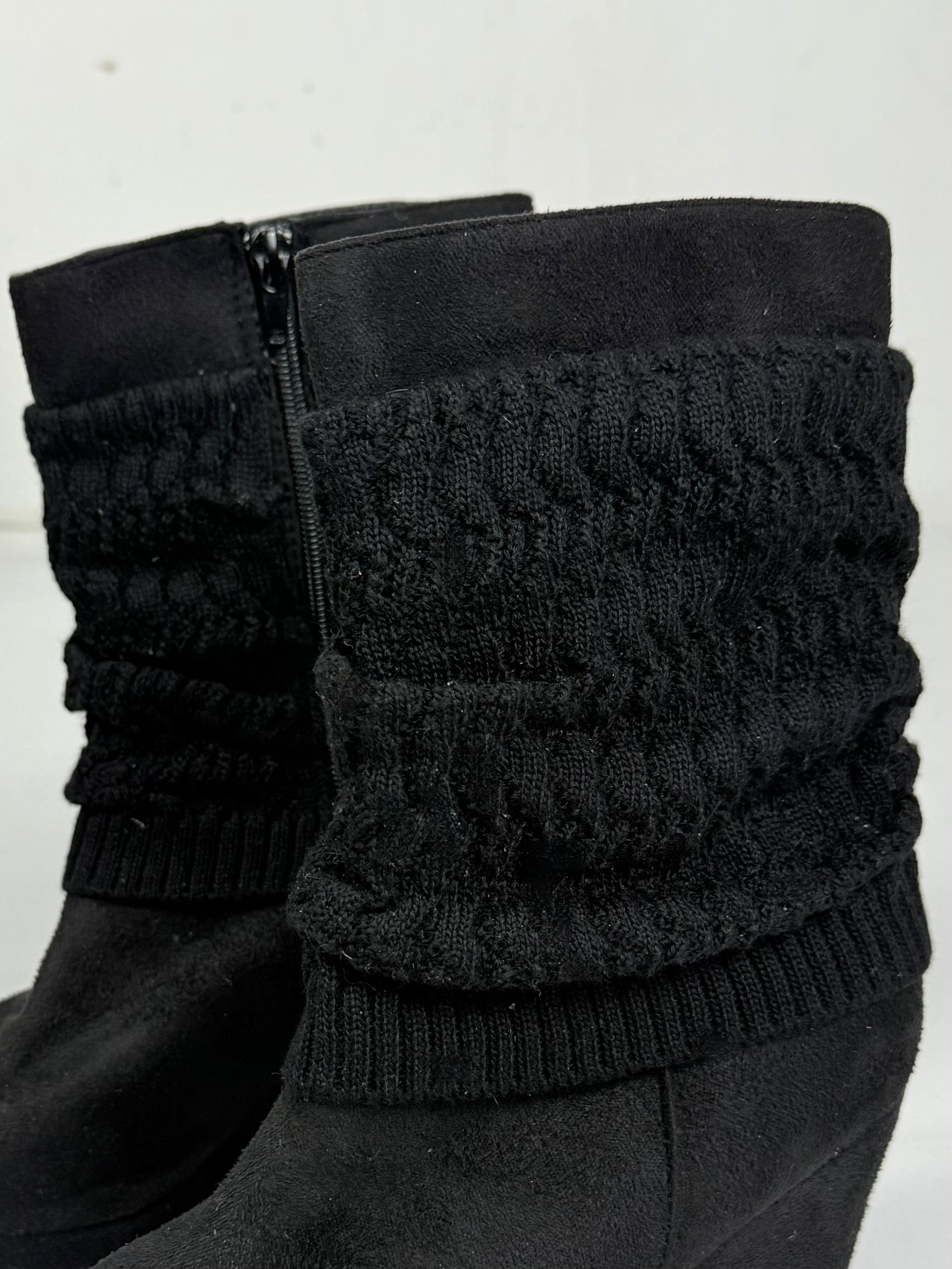 Black suede winter wedge boots (37)