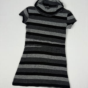 Grey striped turtleneck short sleeves dress (S)