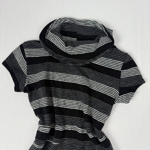 Grey striped turtleneck short sleeves dress (S)