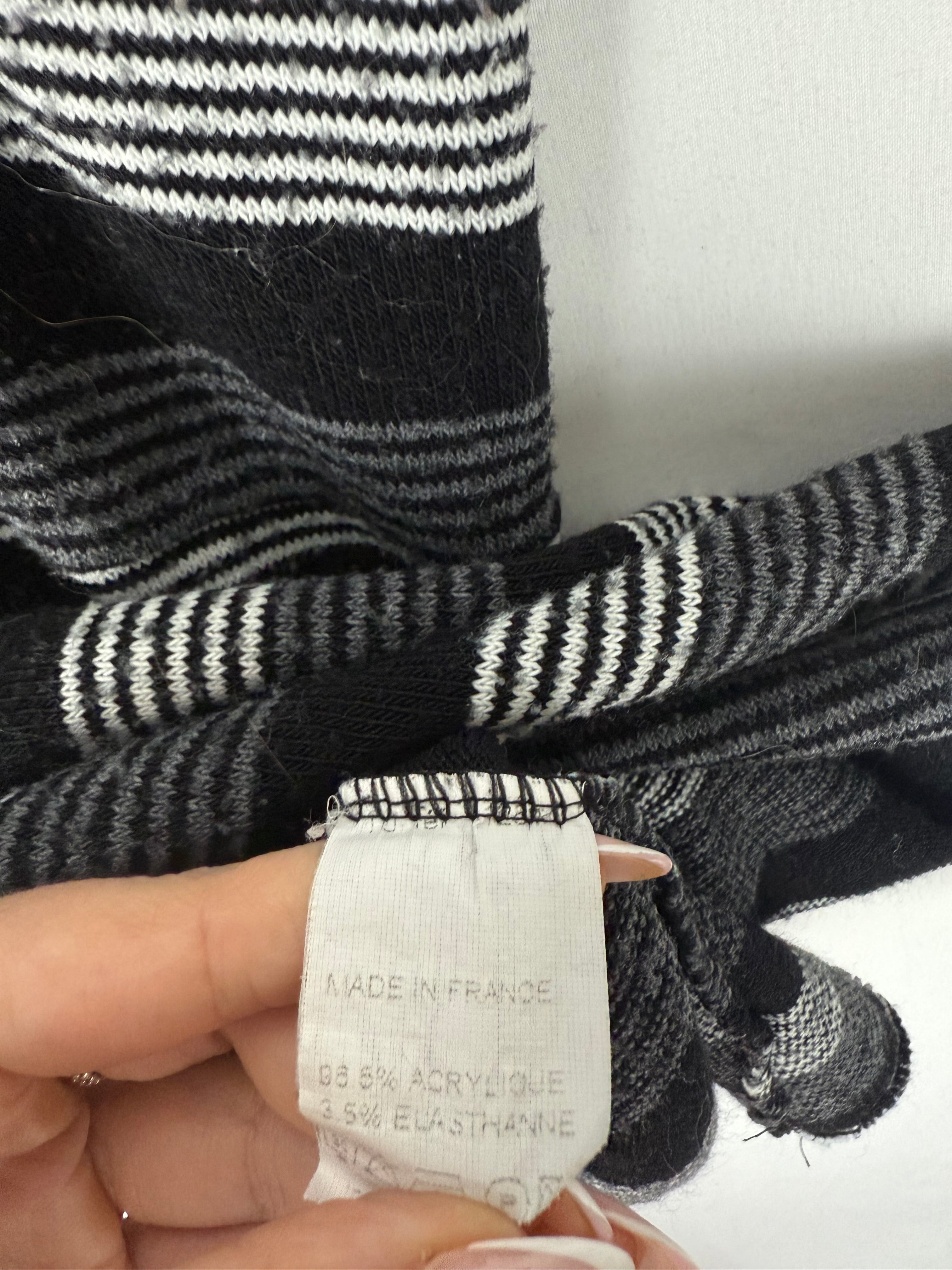 Black & grey striped turtleneck short sleeves dress (S)