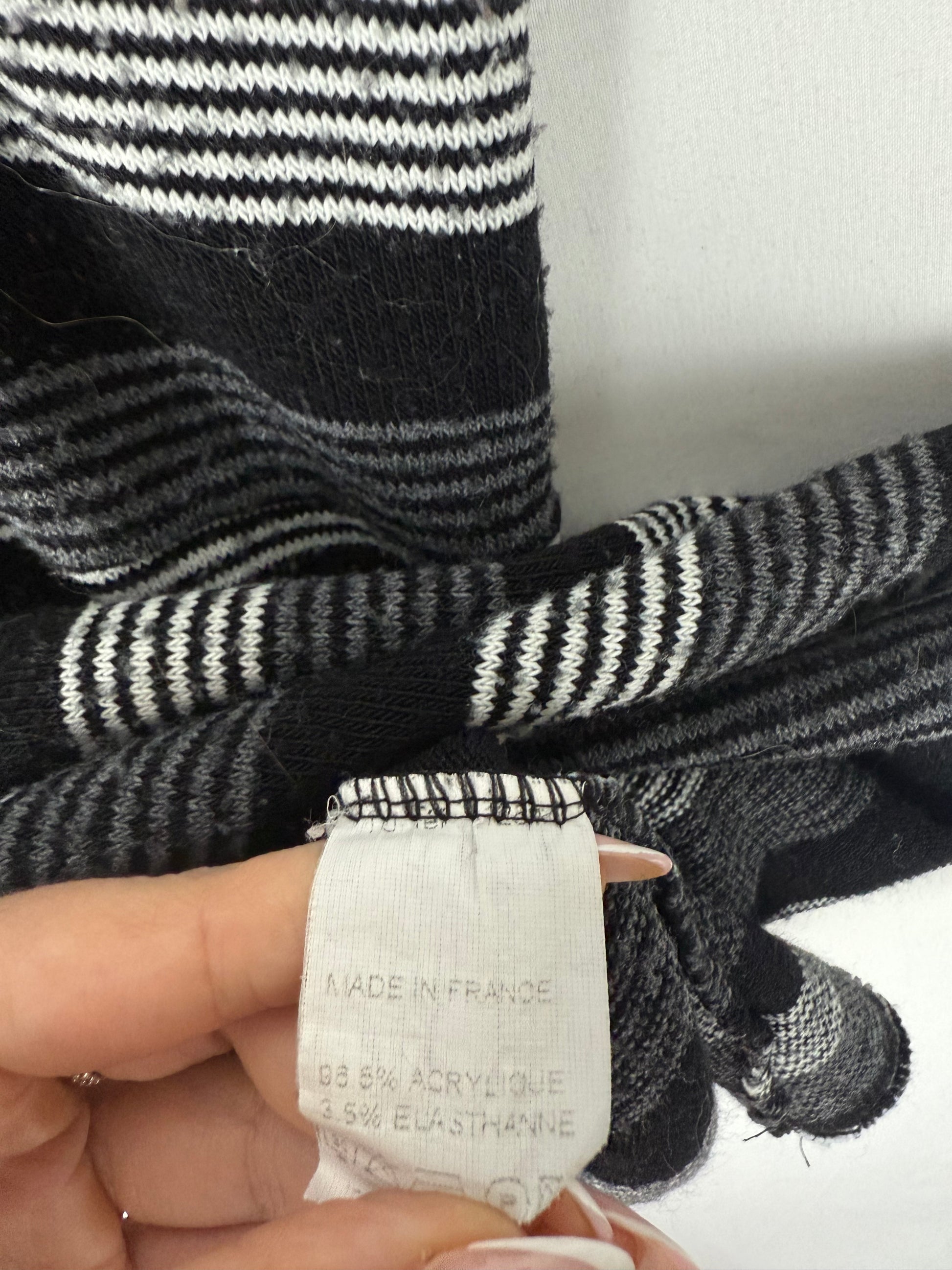 Grey striped turtleneck short sleeves dress (S)