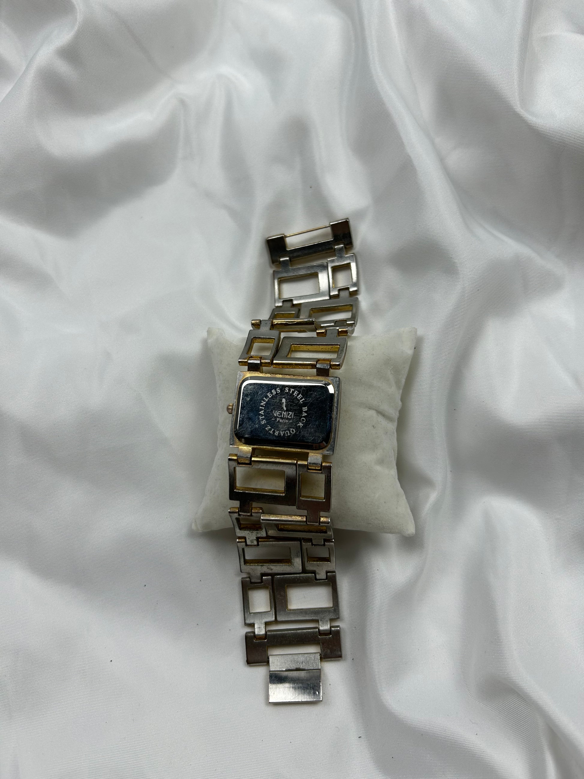 Vintage stainless steel gold bracelet watch jewelry