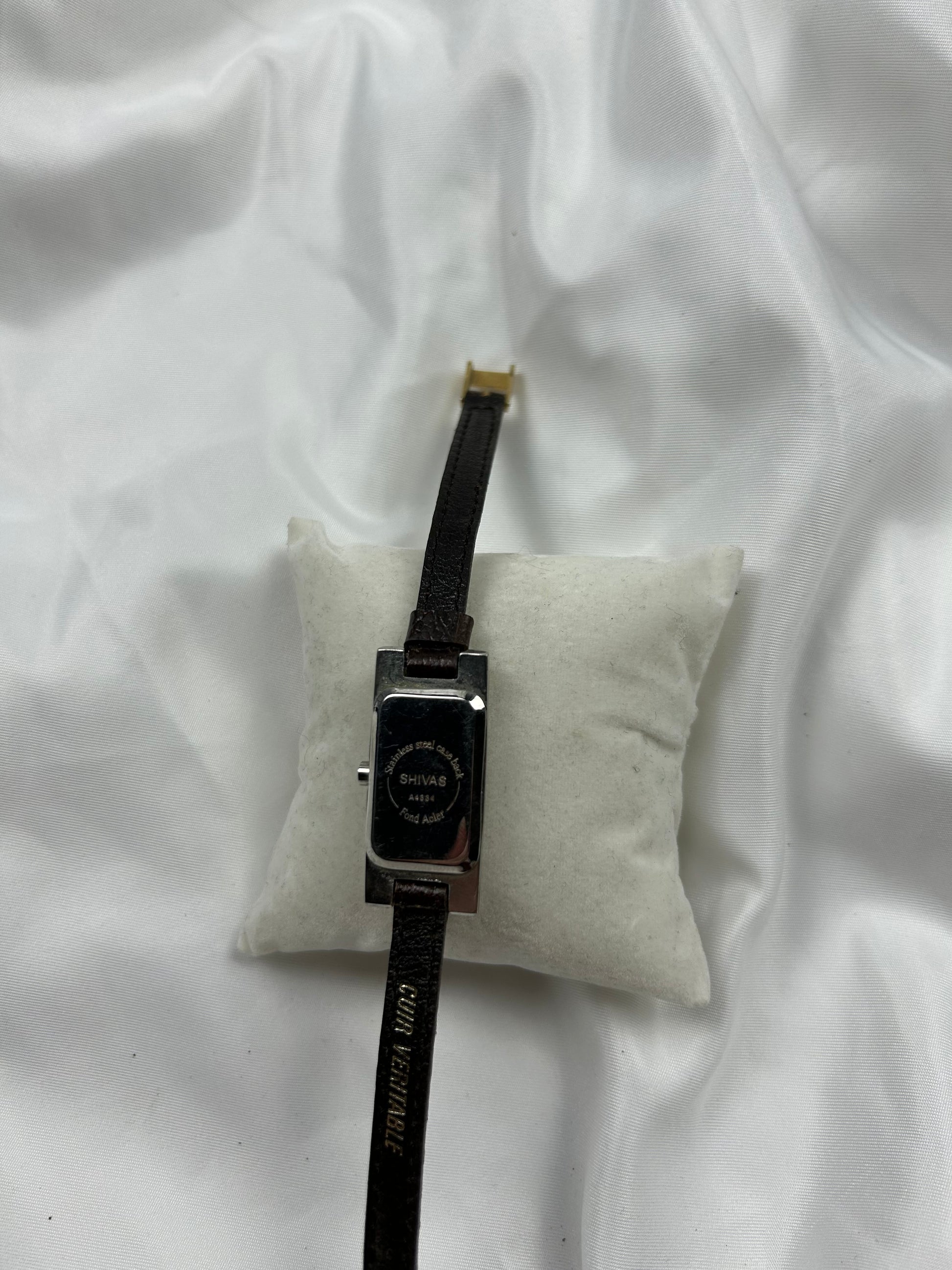 Vintage stainless steel leather bracelet watch jewelry