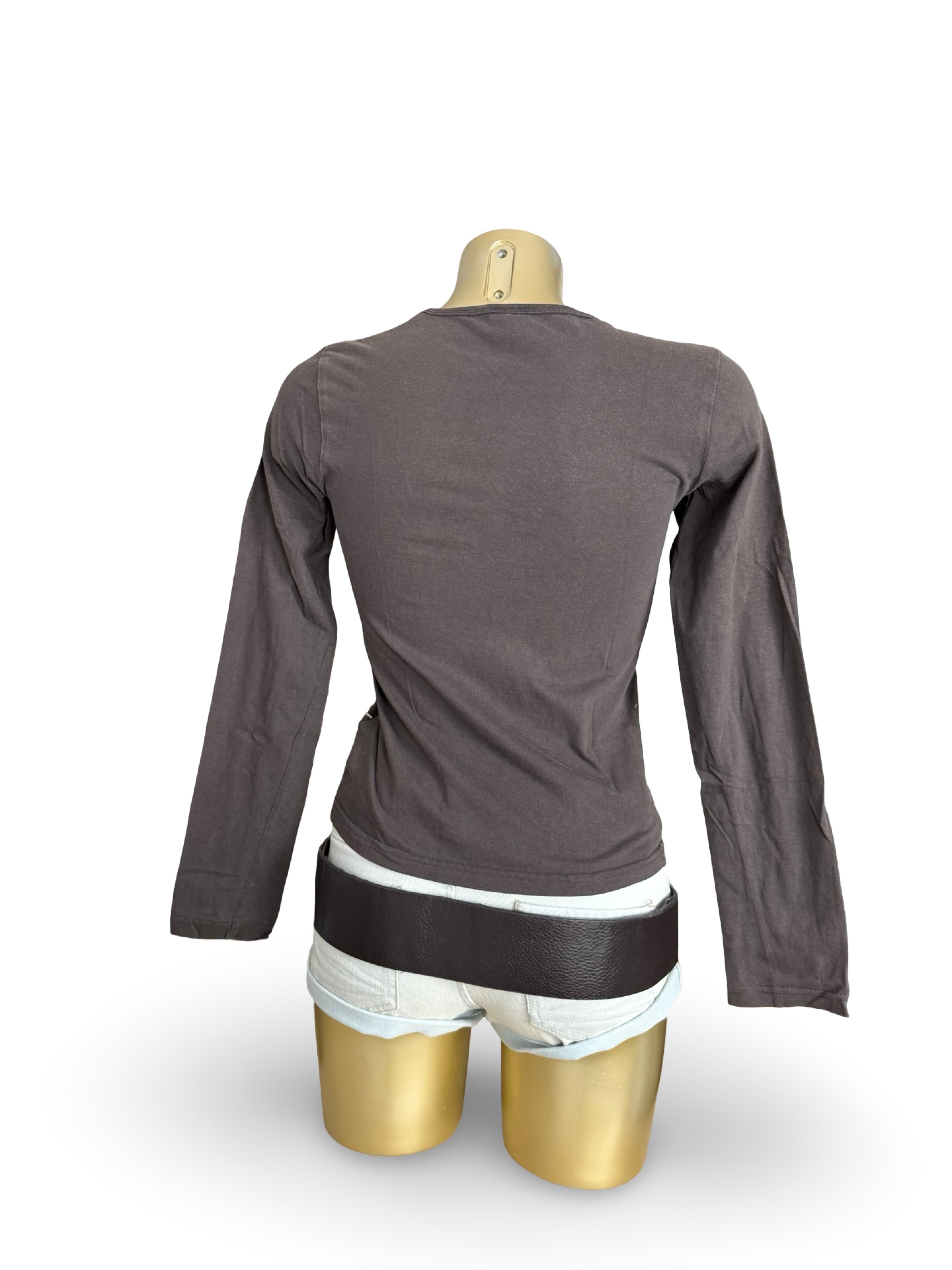 Brown graphic long sleeves top (XS)