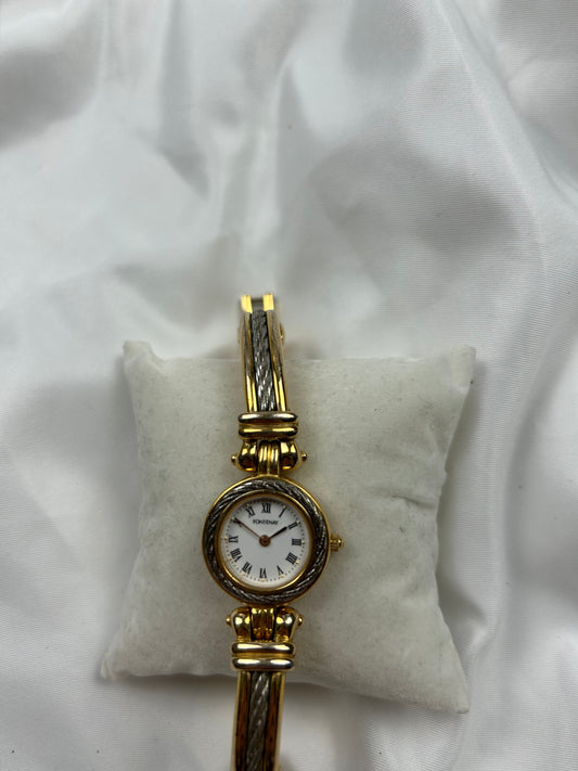 Vintage stainless steel gold bracelet watch jewelry