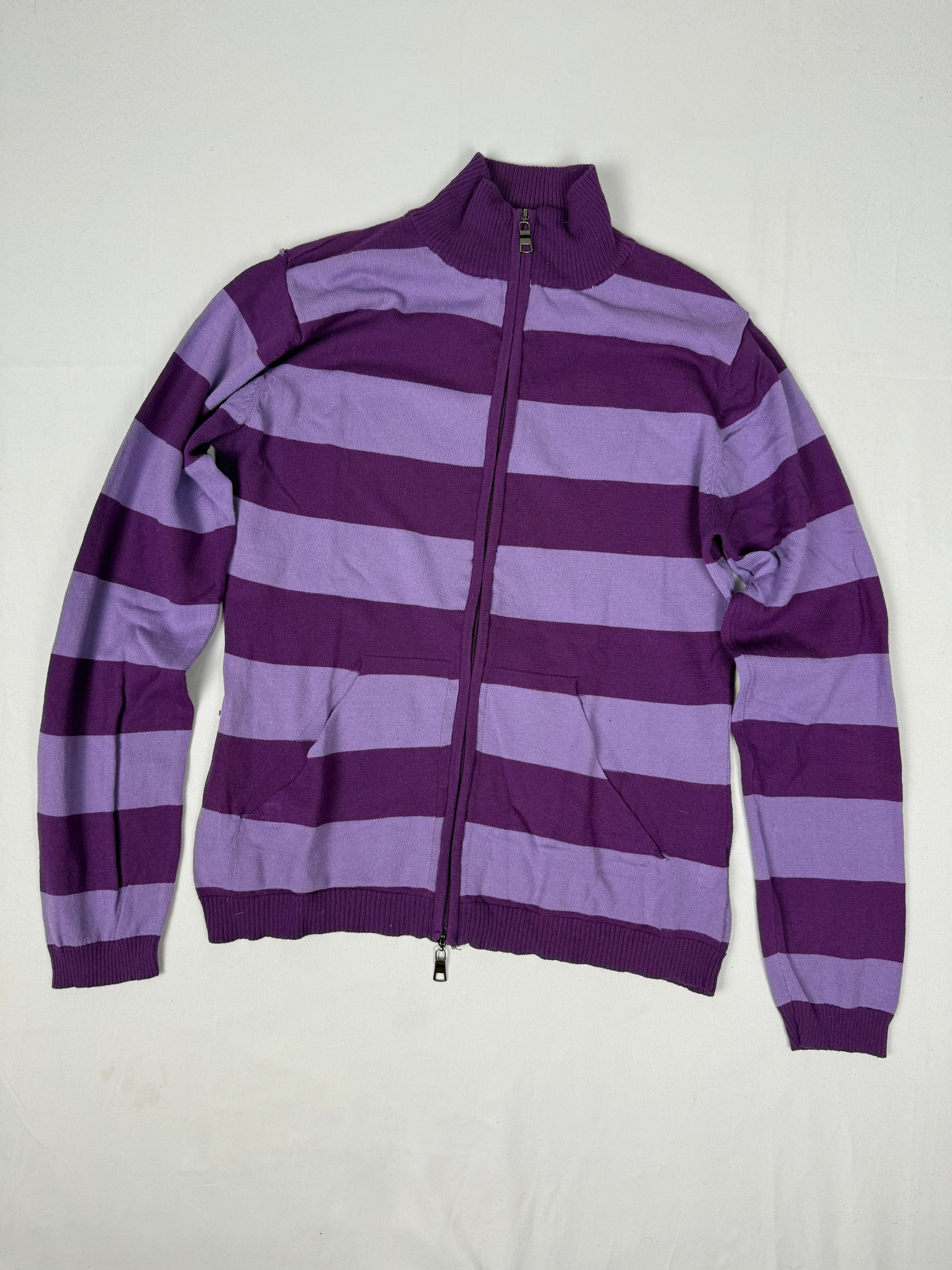 Purple striped zip up jumper (XL)