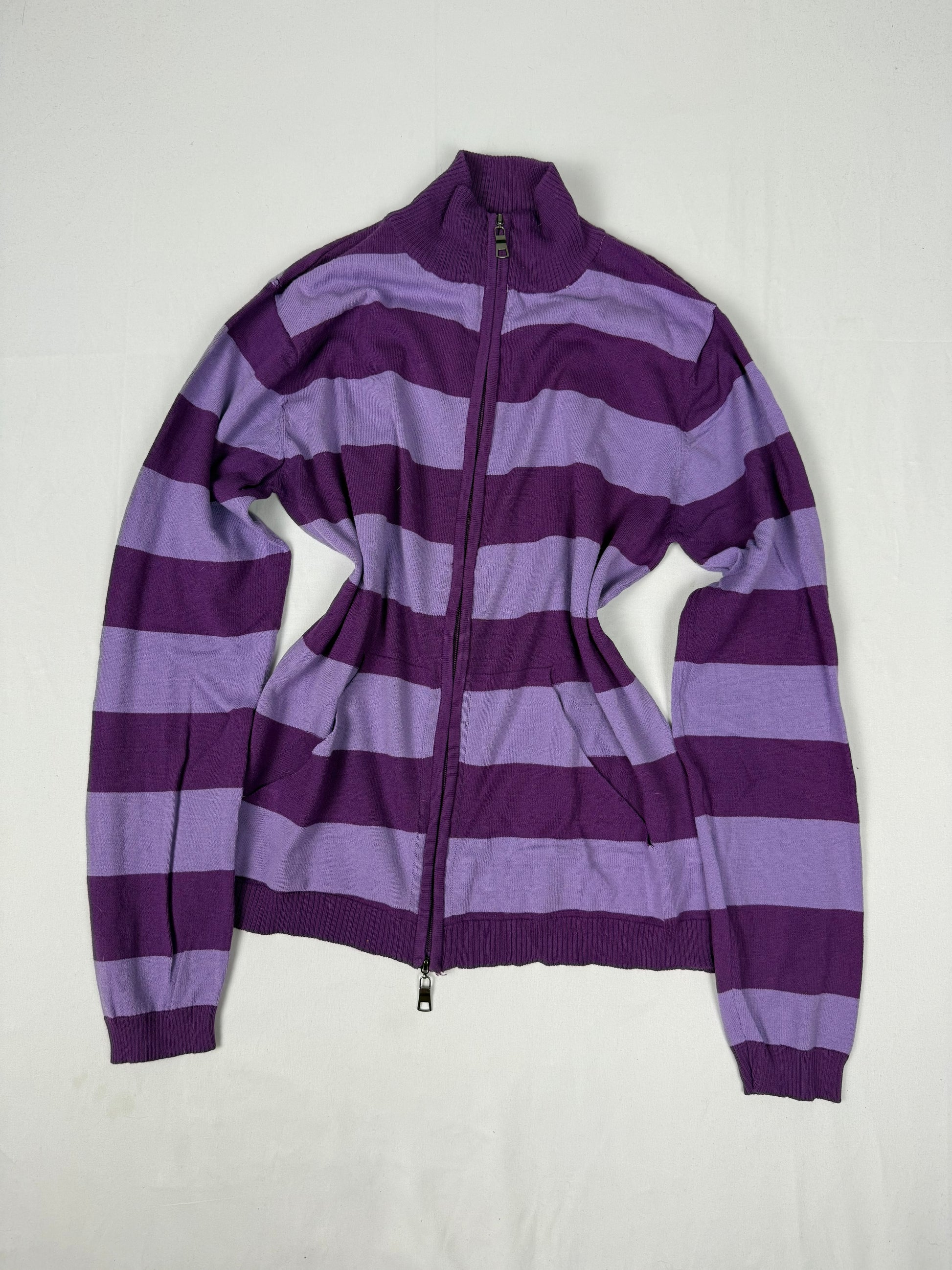 Purple striped zip up jumper (XL)
