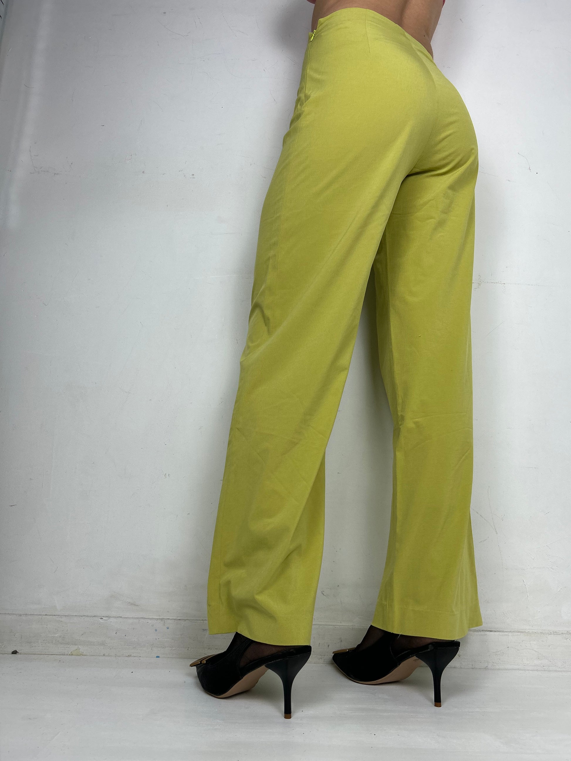 Yellow high waist flare pants (S)