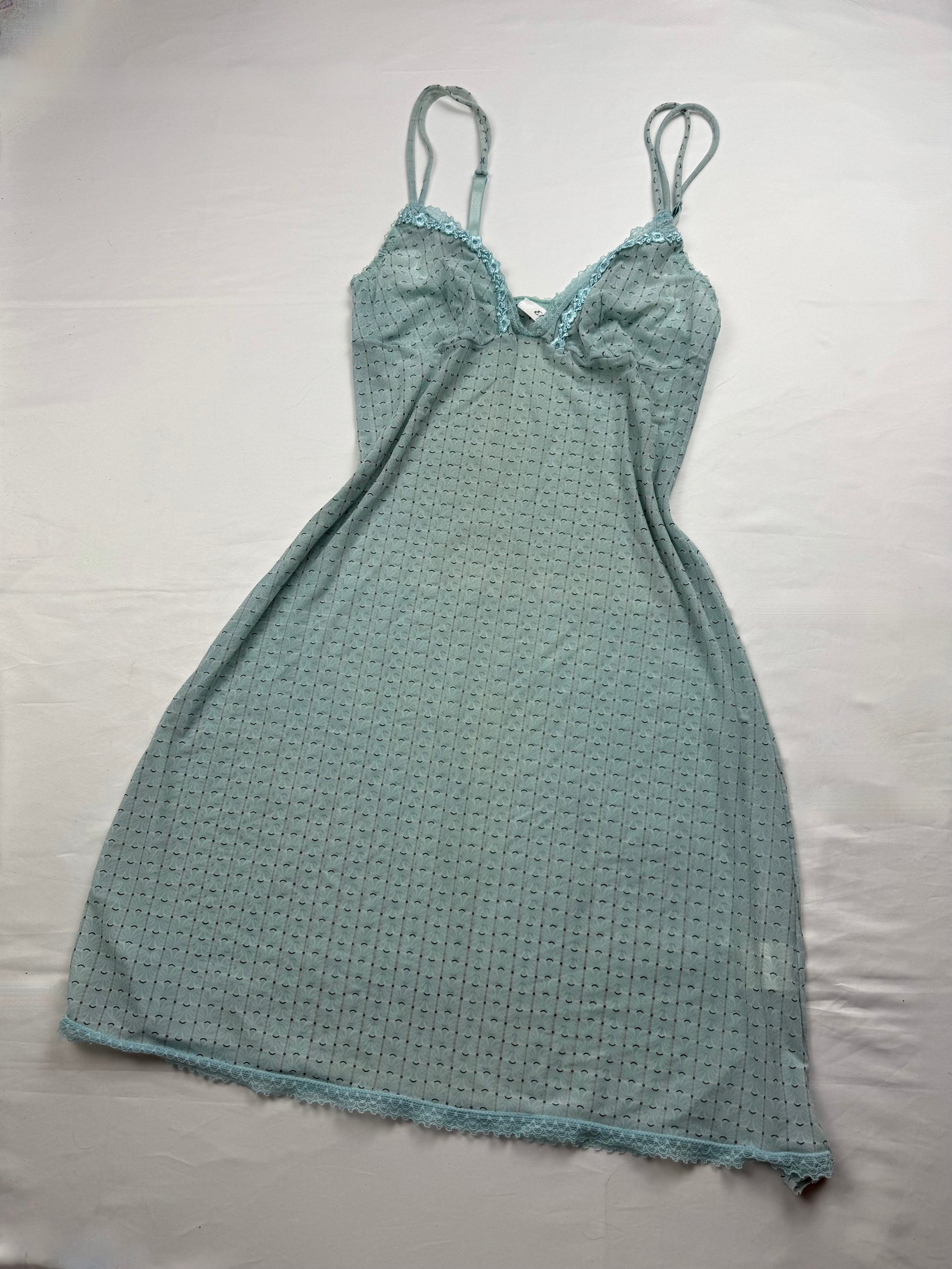 Baby blue mesh babydoll mini dress (M)