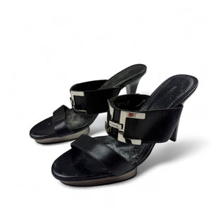 Black real leather platform heels (37)