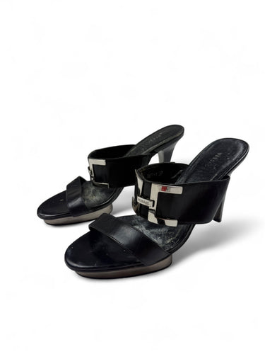 Black real leather platform heels (37)