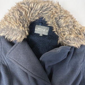 Navy inside fleece tight fit faux fur neck jacket (S)