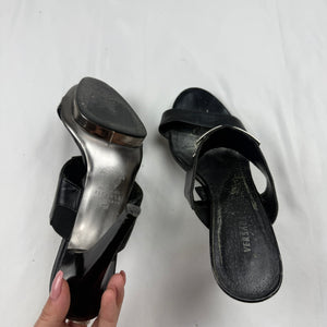 Black real leather platform heels (37)