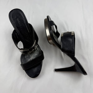 Black real leather platform heels (37)