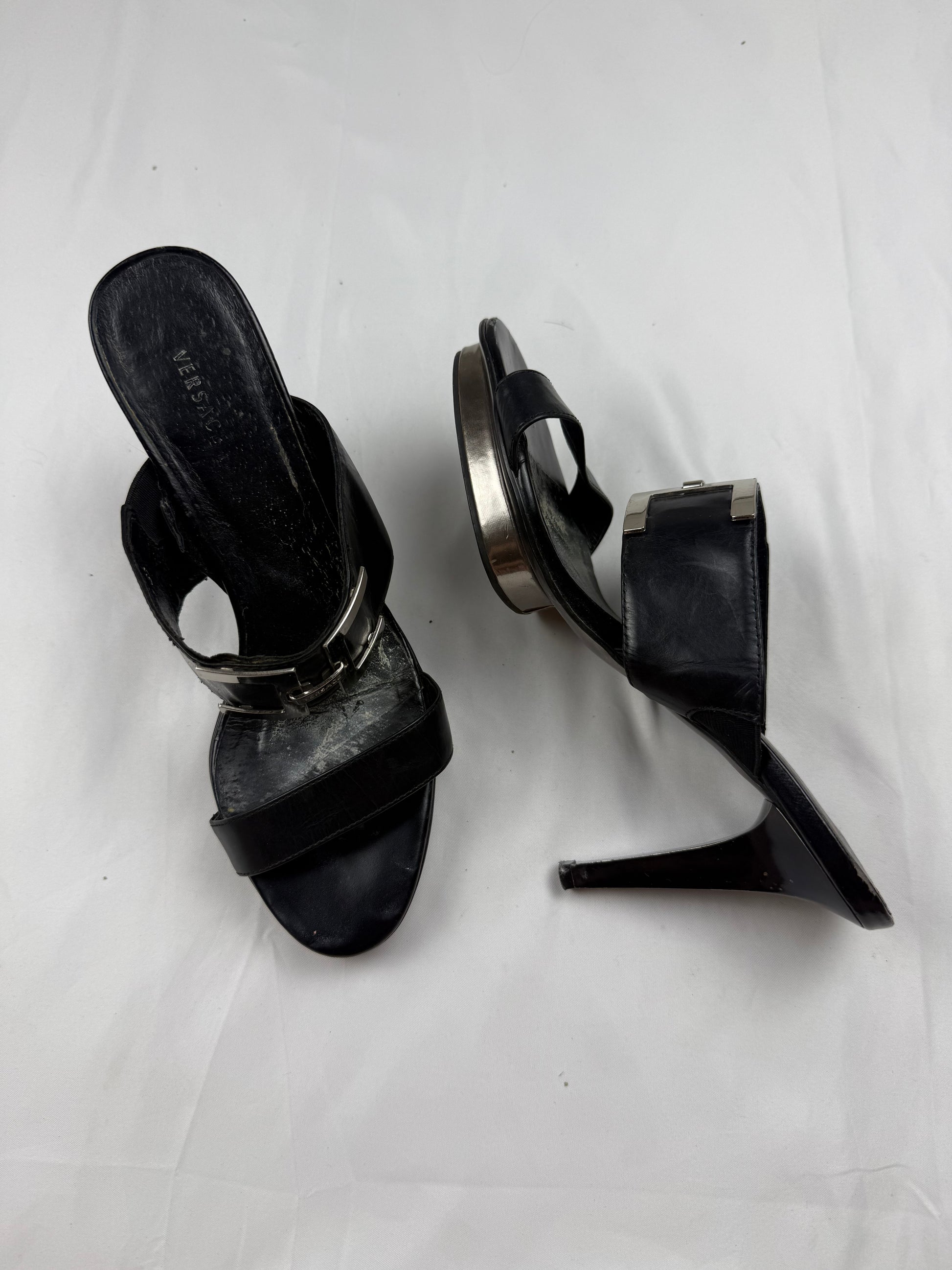 Black real leather platform heels (37)