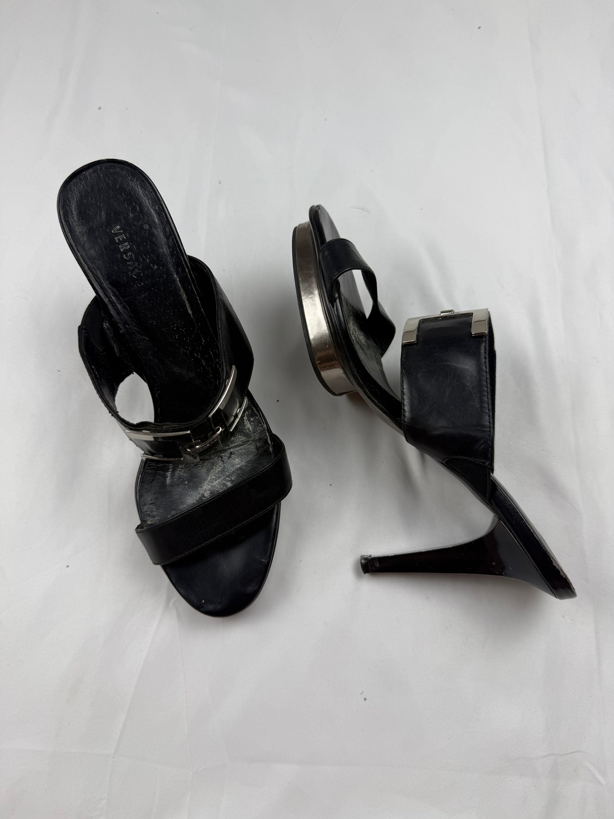 Black real leather platform heels (37)