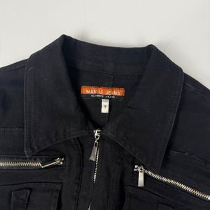 Black 100% cotton biker jacket (S)