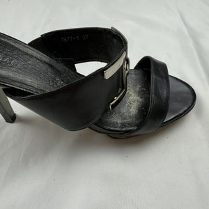 Black real leather platform heels (37)