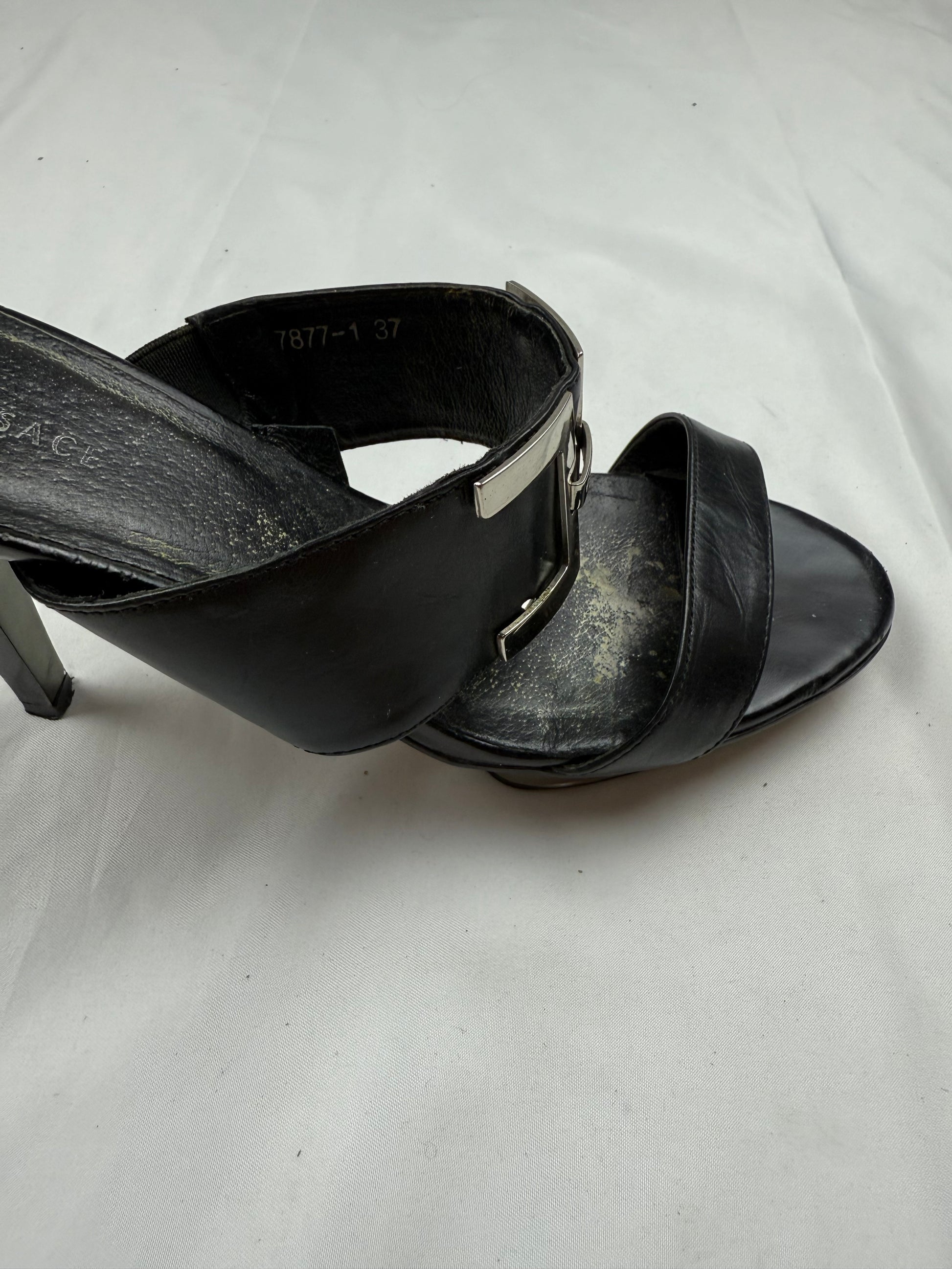 Black real leather platform heels (37)
