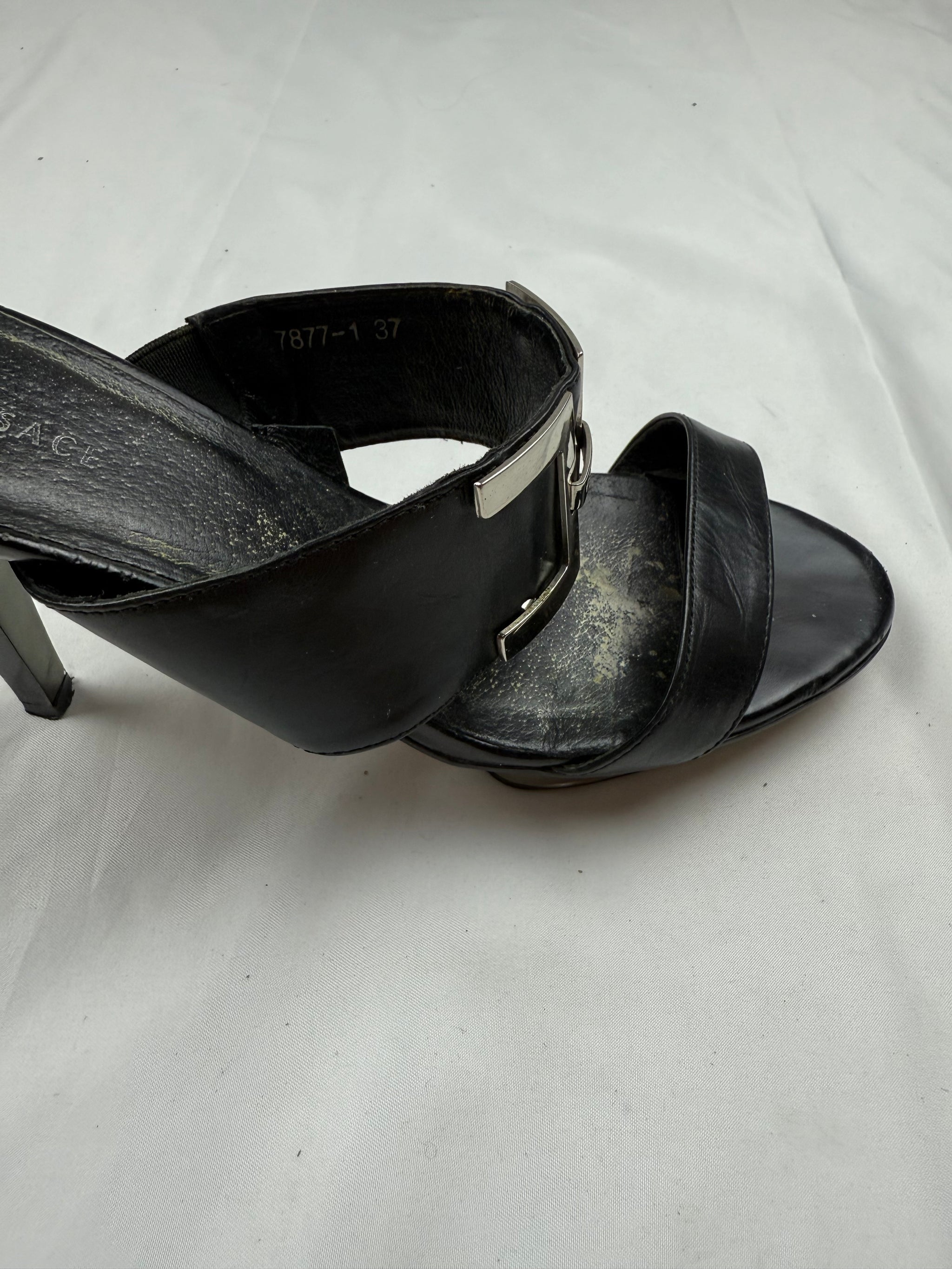 Black real leather platform heels (37)