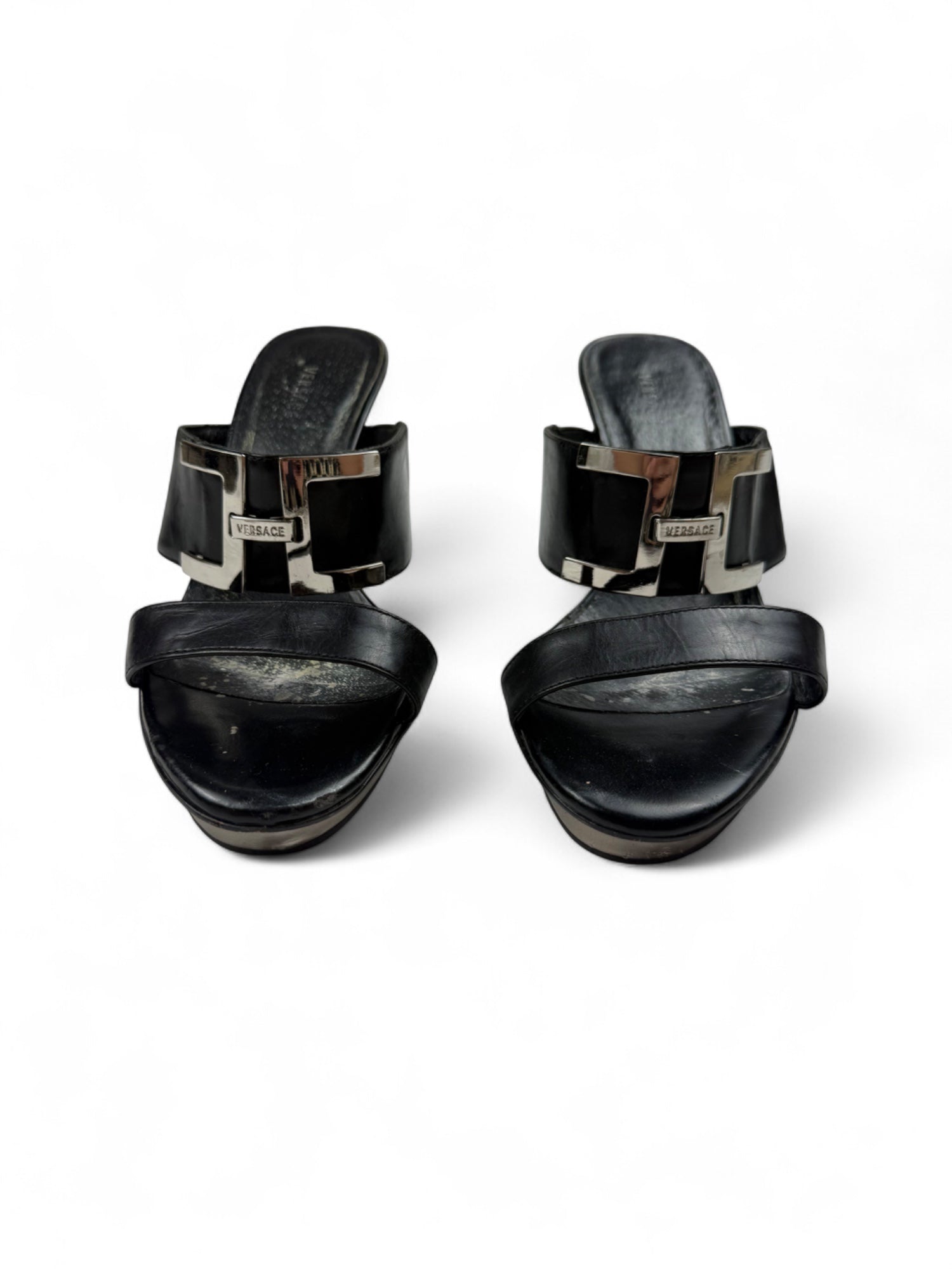 Black real leather platform heels (37)