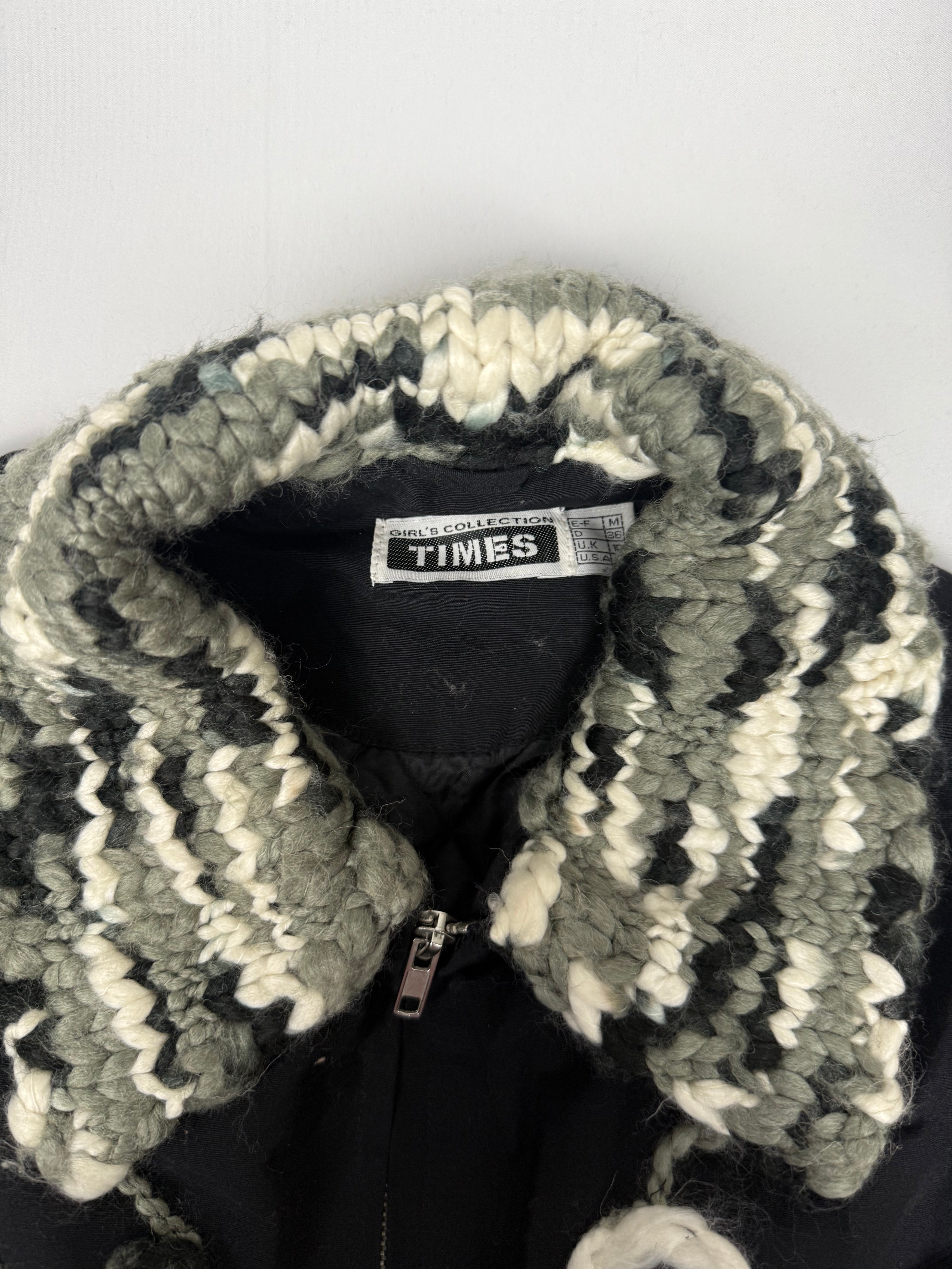 Black embroidered biker jacket (M)