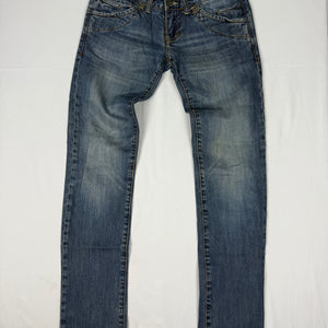 Blue denim low rise skinny pants (XS)