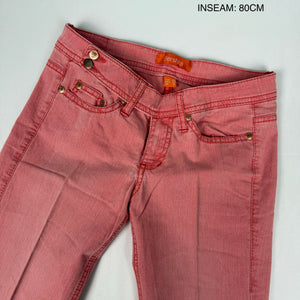 Pink low rise flared bootcut denim pants (XS)