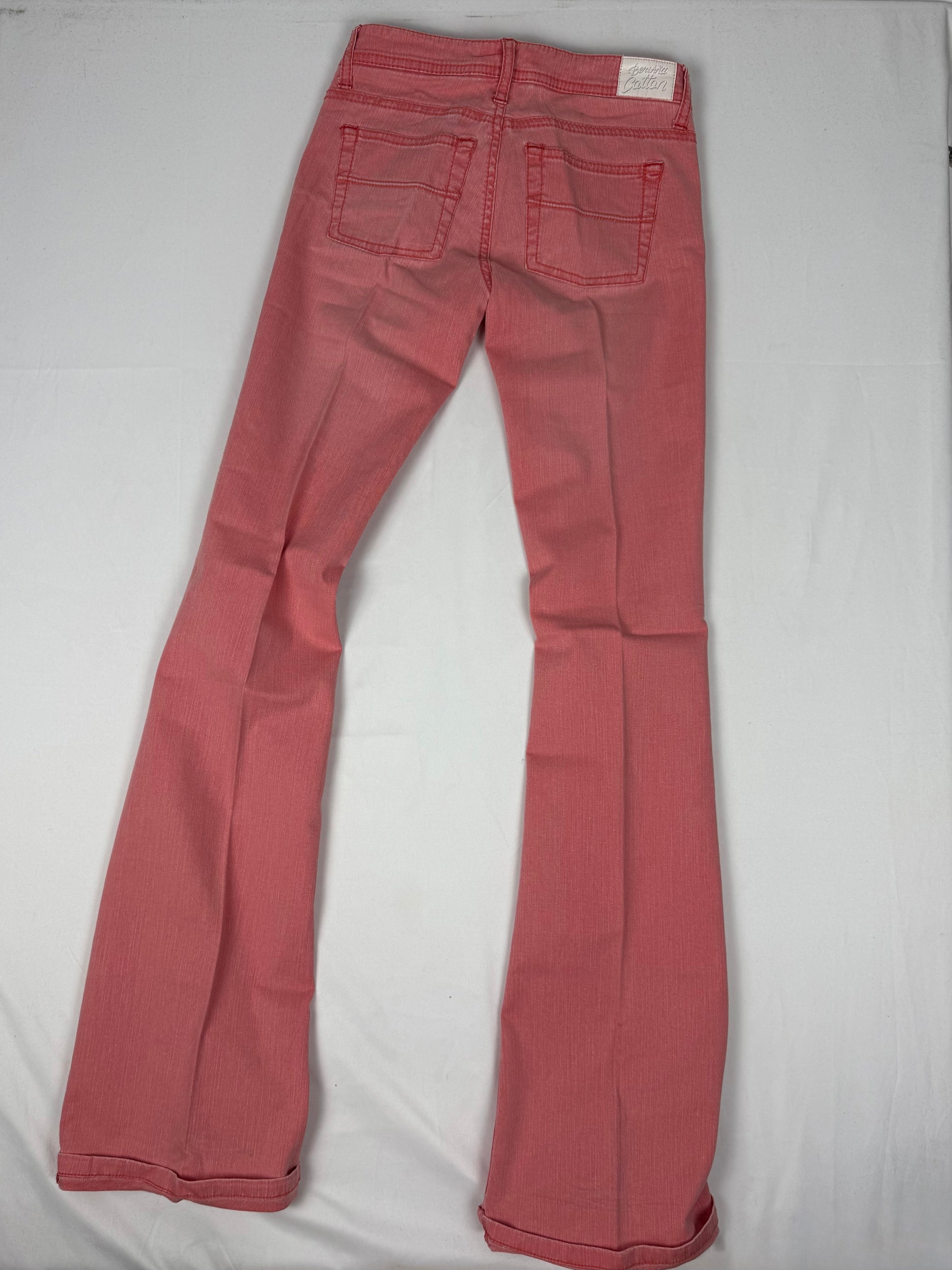 Pink low rise flared bootcut denim pants (XS)