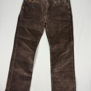 Brown velvet ribbed panther baggy pants (M)