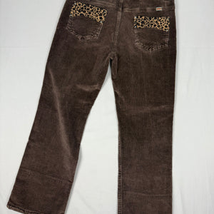 Brown velvet ribbed panther baggy pants (M)