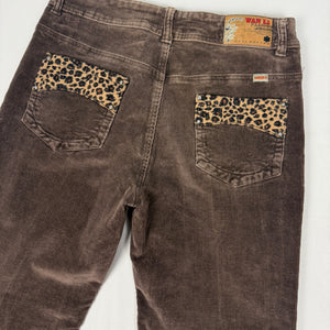 Brown velvet ribbed panther baggy pants (M)