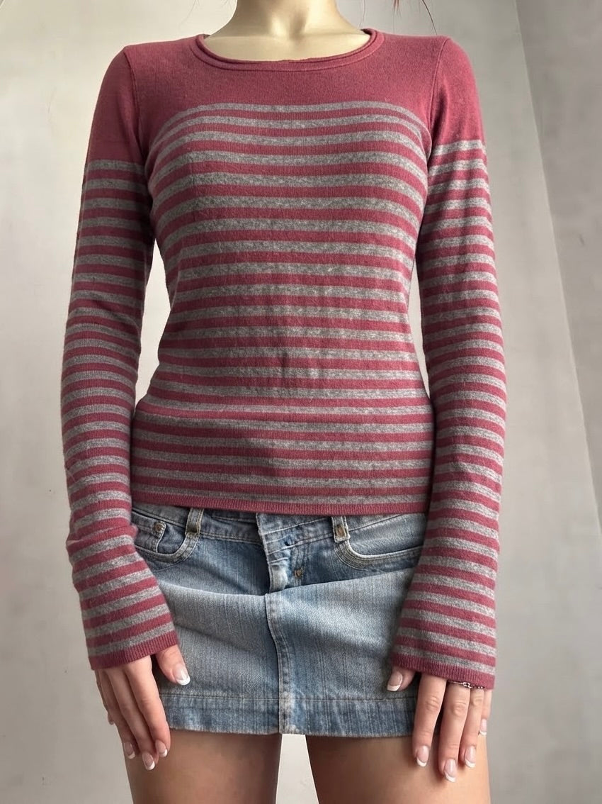 Red striped cotton jumper (L)